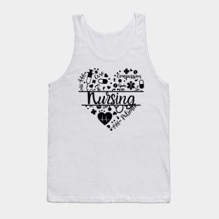 Nursing word art heart black text design Tank Top